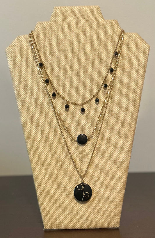 Black Triple Layer Tagua Necklace