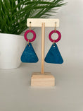 Load image into Gallery viewer, Blue and Pink Coconut Earrings
