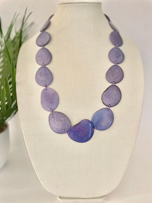 Light Purple Tagua Nut Long Necklace