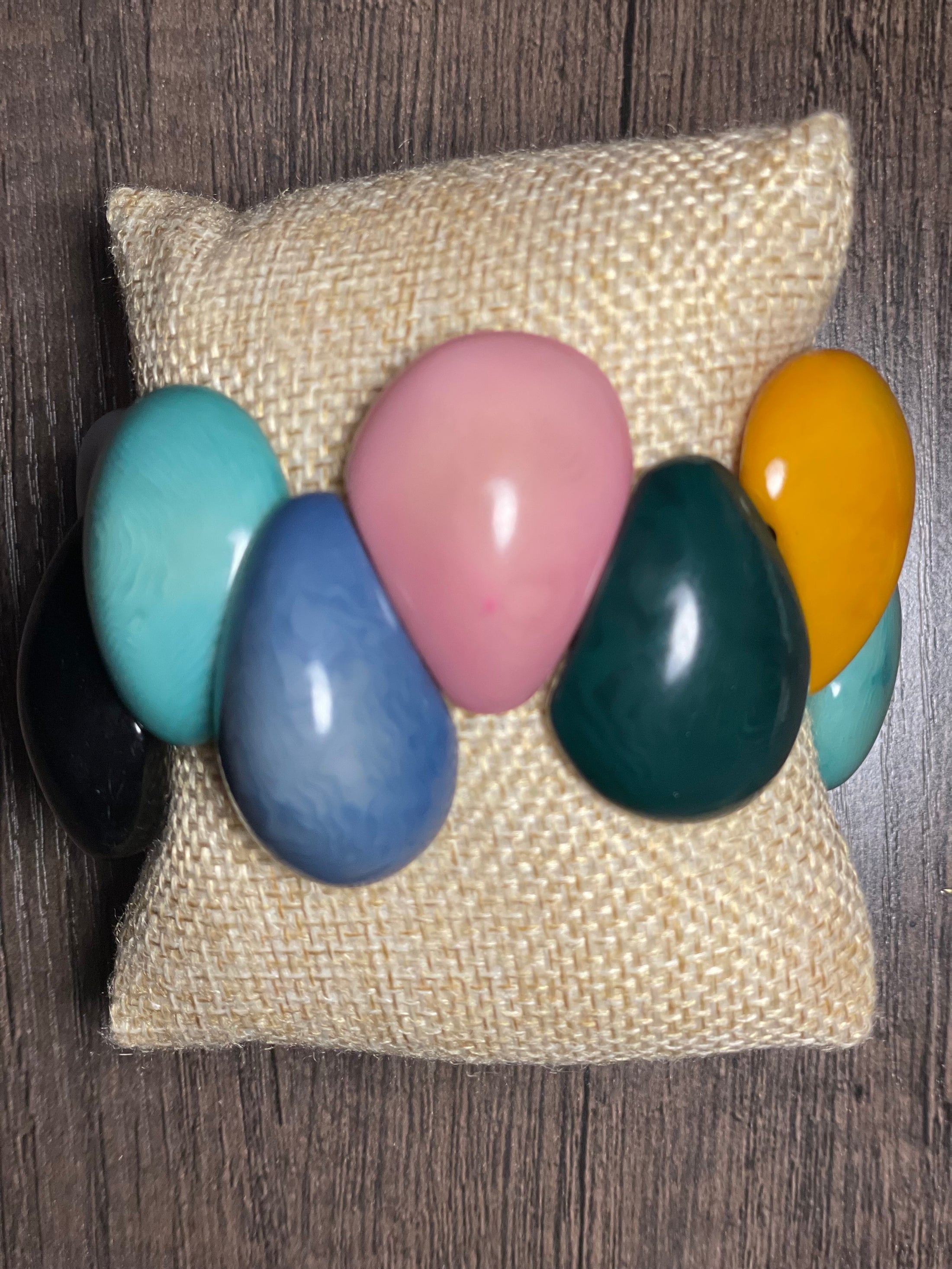 Multicolor Teardrop Tagua Bracelet