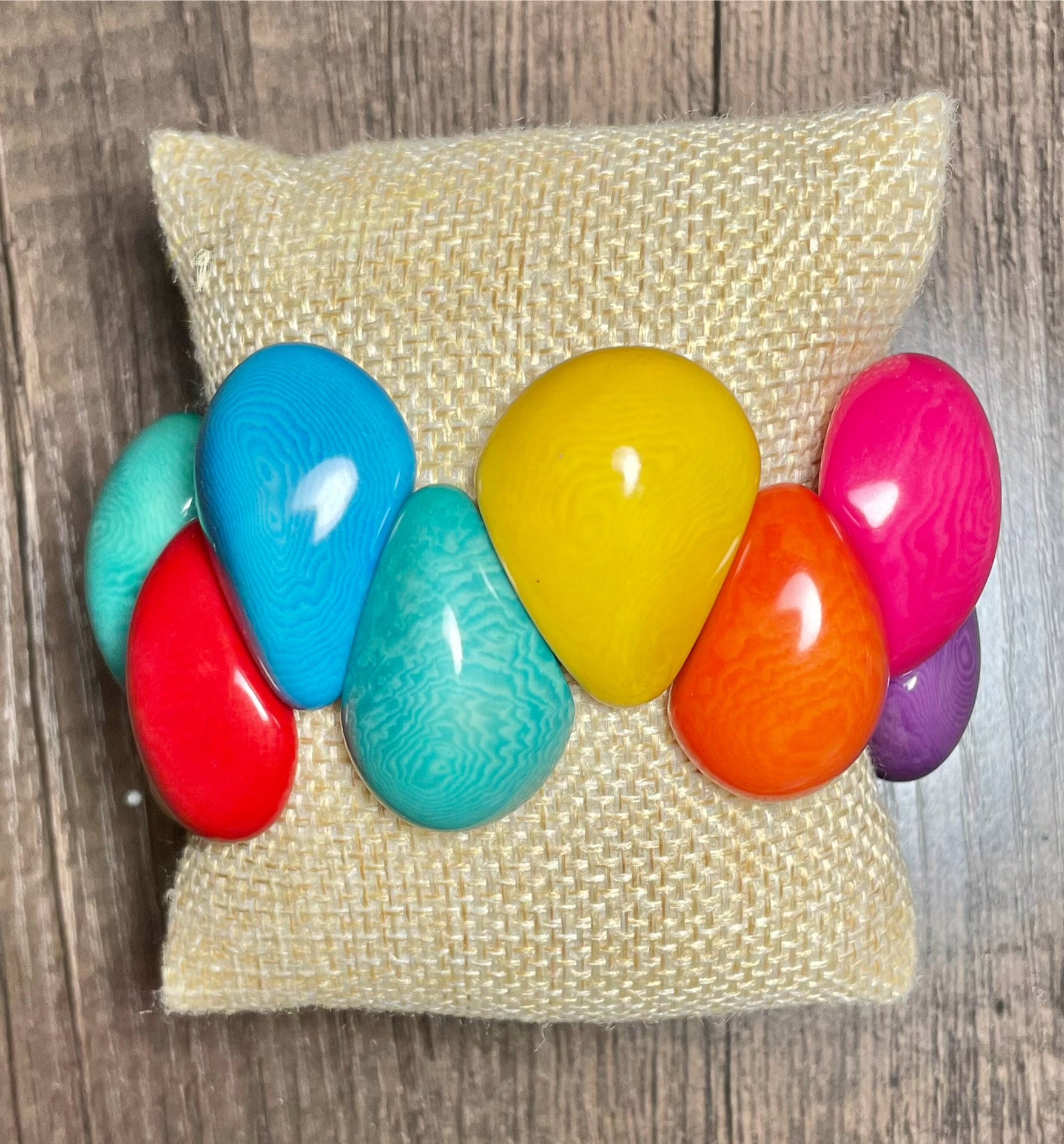 Multicolor Teardrop Tagua Bracelet