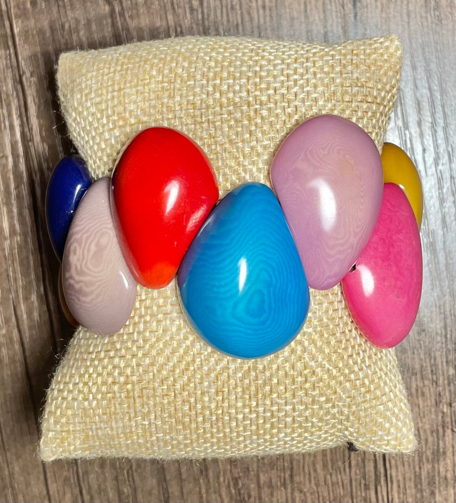 Multicolor Teardrop Tagua Bracelet