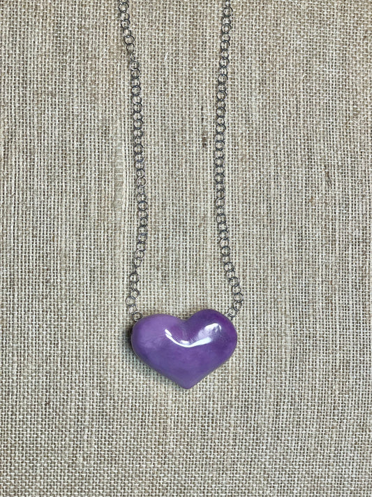 Light Purple 3D Heart Tagua Necklace