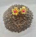 Load image into Gallery viewer, Golden Flower with Tagua Bead Earrings