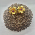 Load image into Gallery viewer, Golden Flower with Tagua Bead Earrings