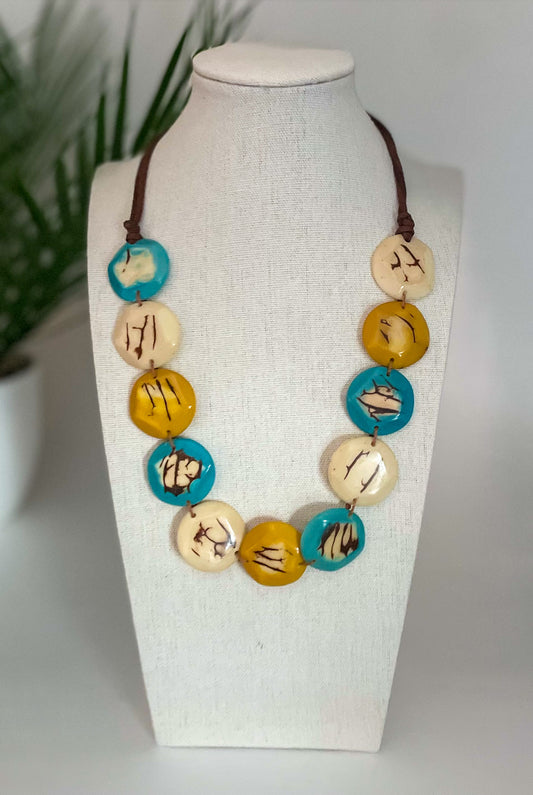 Multicolor Tagua Nut Adjustable Necklace