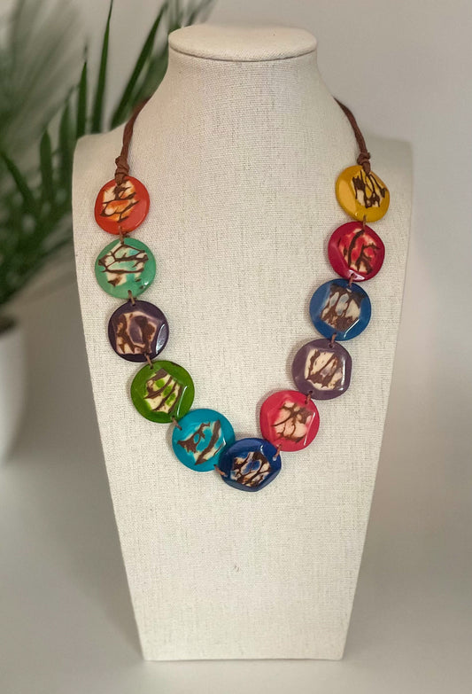 Multicolor Tagua Nut Adjustable Necklace