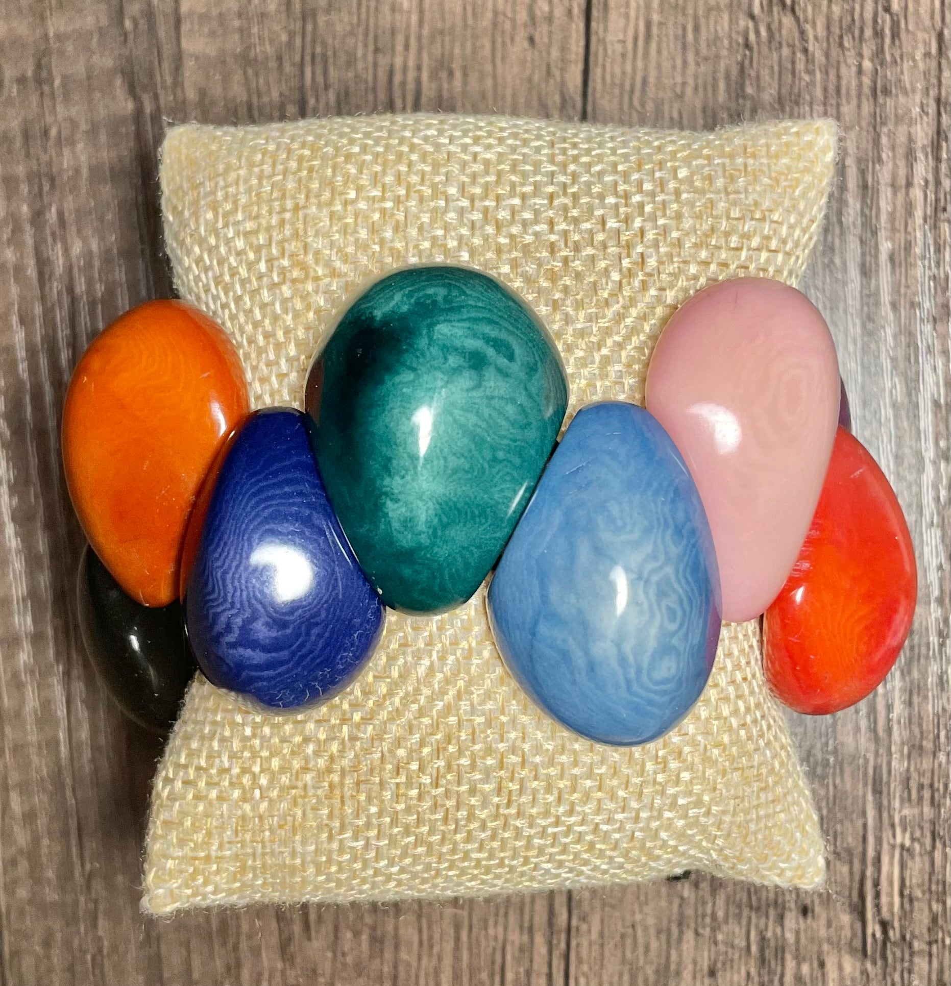 Multicolor Teardrop Tagua Bracelet
