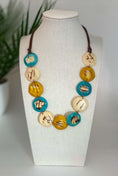 Load image into Gallery viewer, Turquoise yellow white tagua nut skin necklace