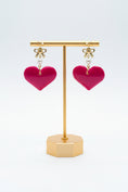 Load image into Gallery viewer, pink Heart Tagua Nut & Pearl Earrings | Sustainable Handmade Jewelry