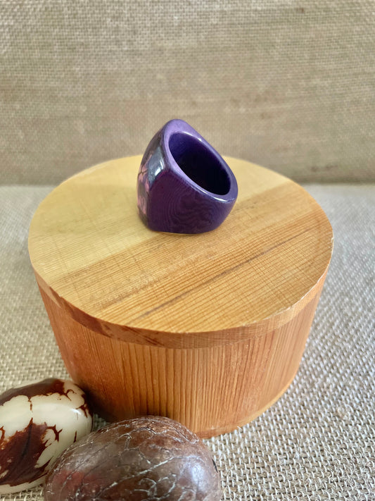 Dark Purple Tagua Nut Statement Ring