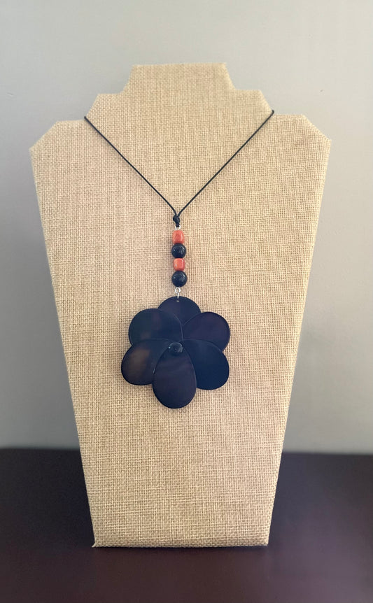 Black and Orange Large Tagua Nut Rose