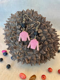 Load image into Gallery viewer, Light Pink Tagua Nut Jockey Silk Derby Earrings