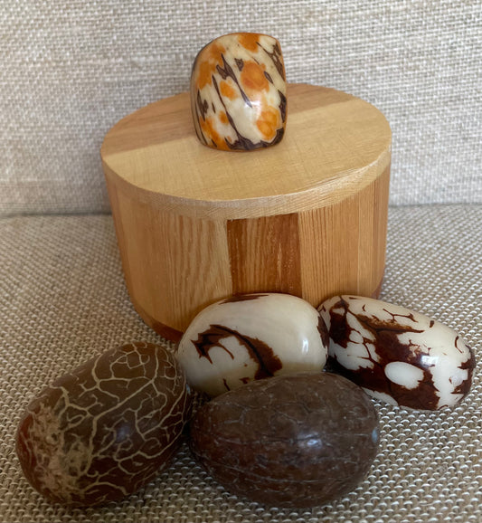Dark Yellow Tagua Nut Statement Ring