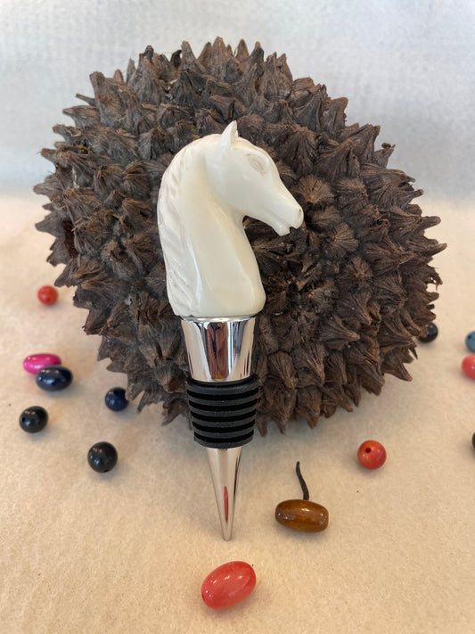 Tagua Nut Carved Horse Bottle Stopper
