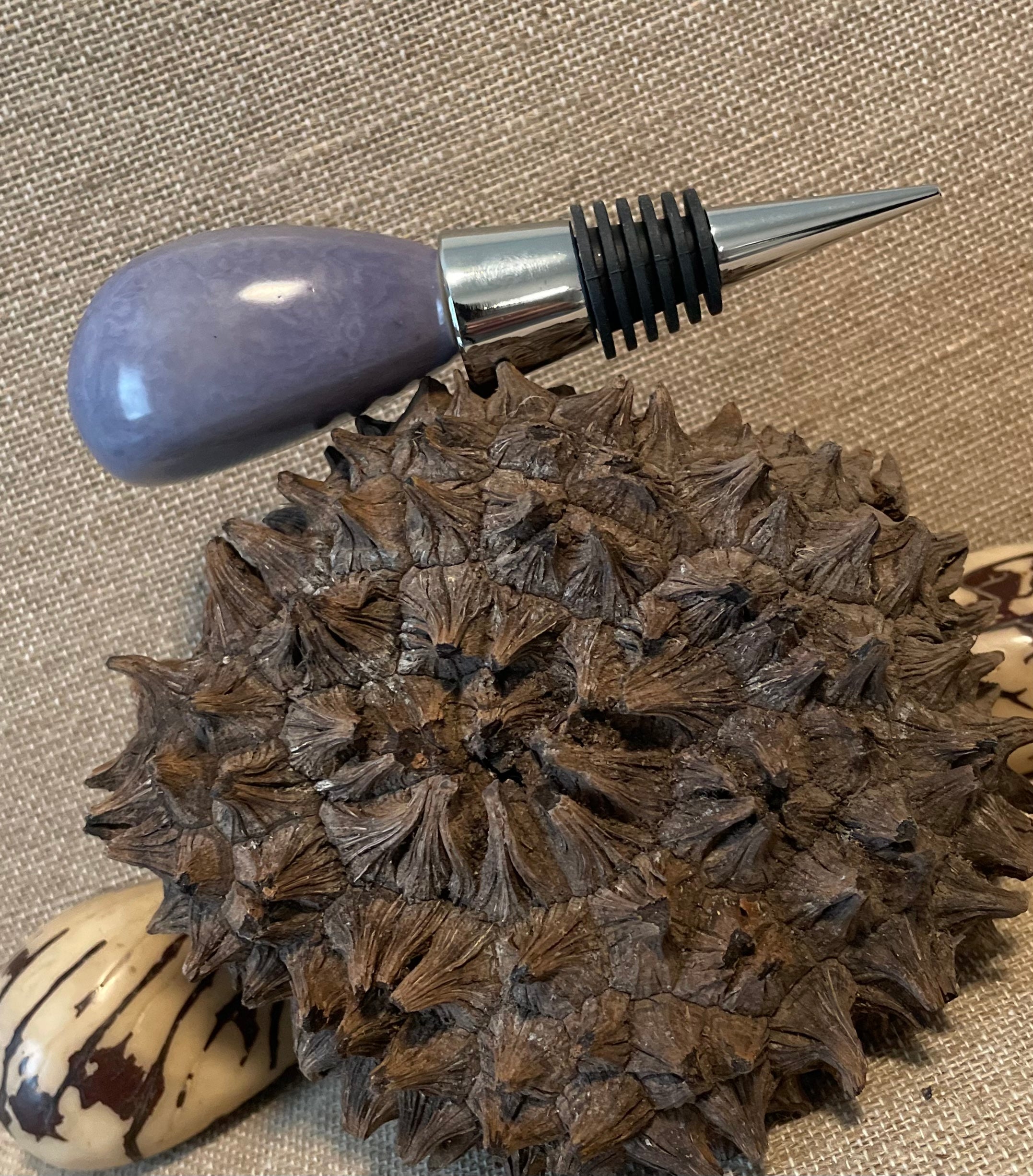Purple Tagua Nut Wine Stopper