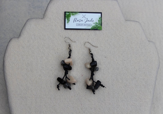 Black Gray Ivory Tagua Nut Earrings