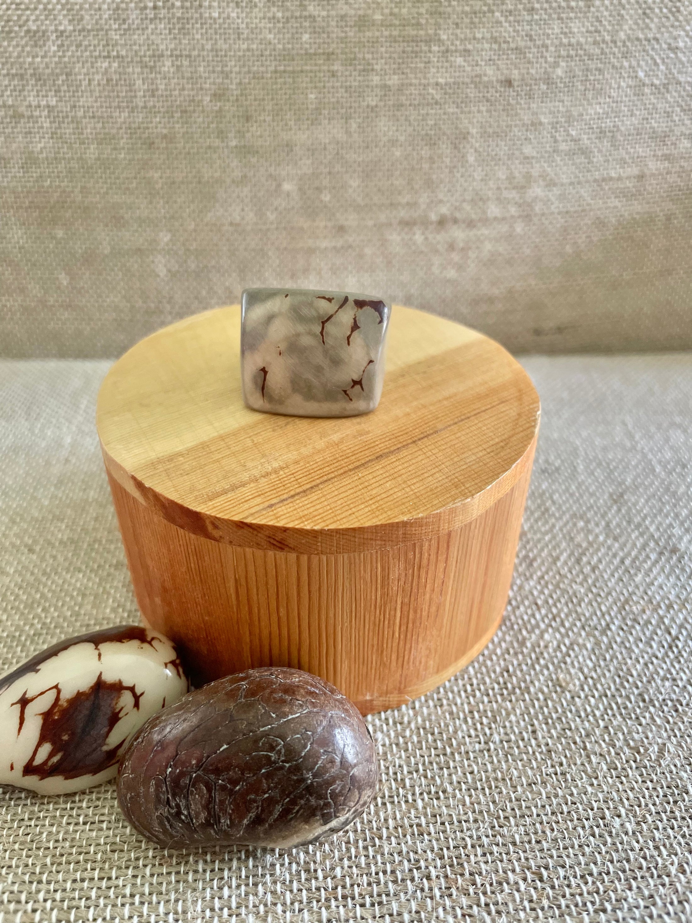 Light Gray Tagua Nut Statement Ring