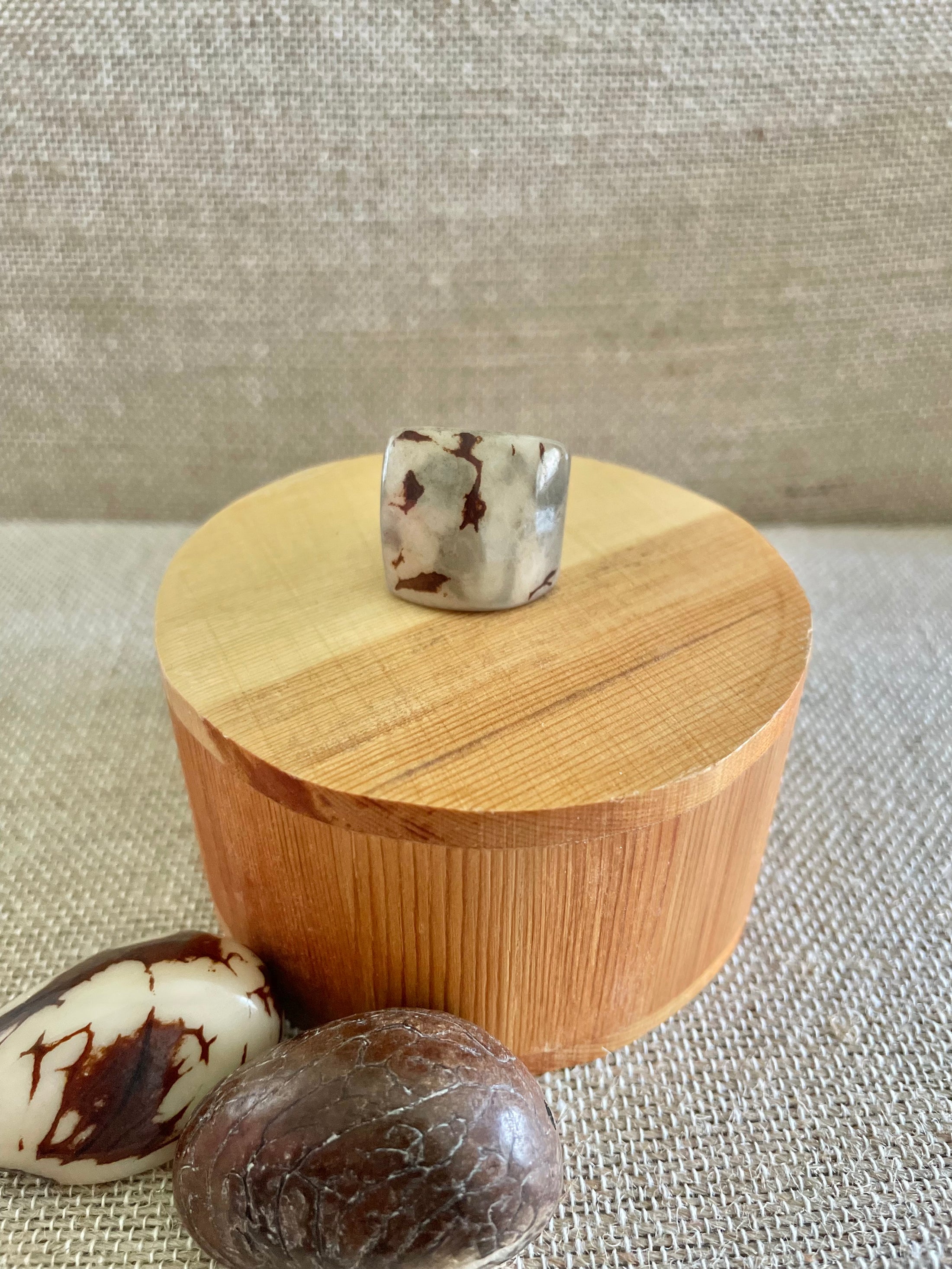 Light Gray Tagua Nut Statement Ring