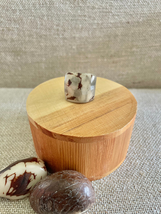Light Gray Tagua Nut Statement Ring