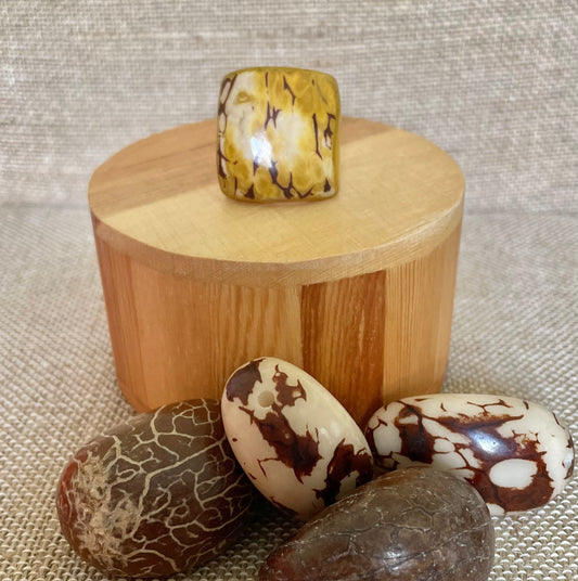 Yellow Tagua Nut Statement Ring