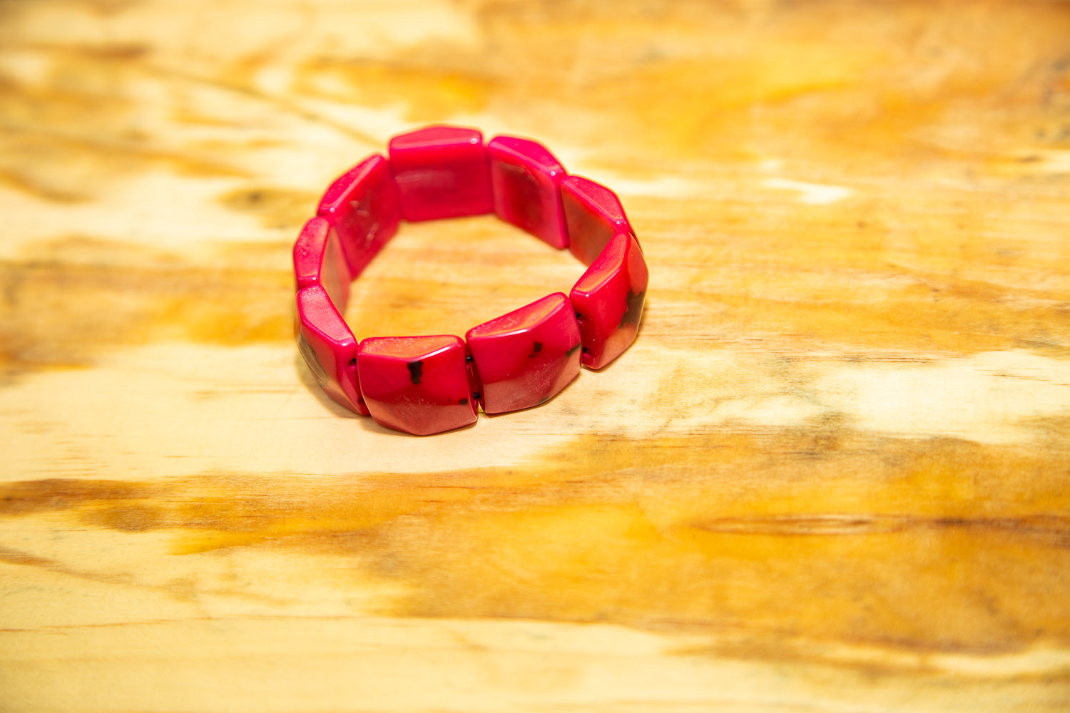 Blue Square Shape Tagua Nut Bracelet