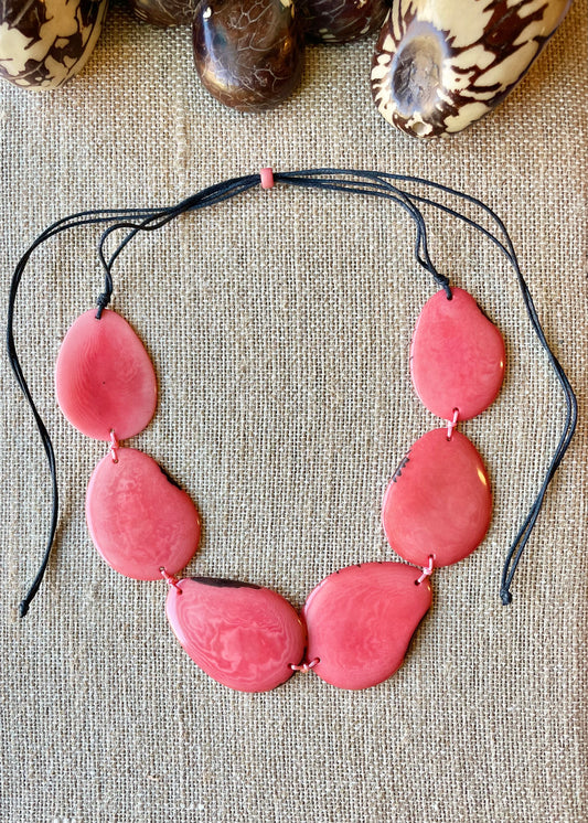 Salmon Tagua Nut Adjustable Necklace