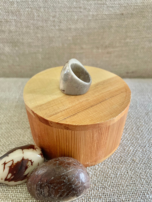 Light Gray Tagua Nut Statement Ring