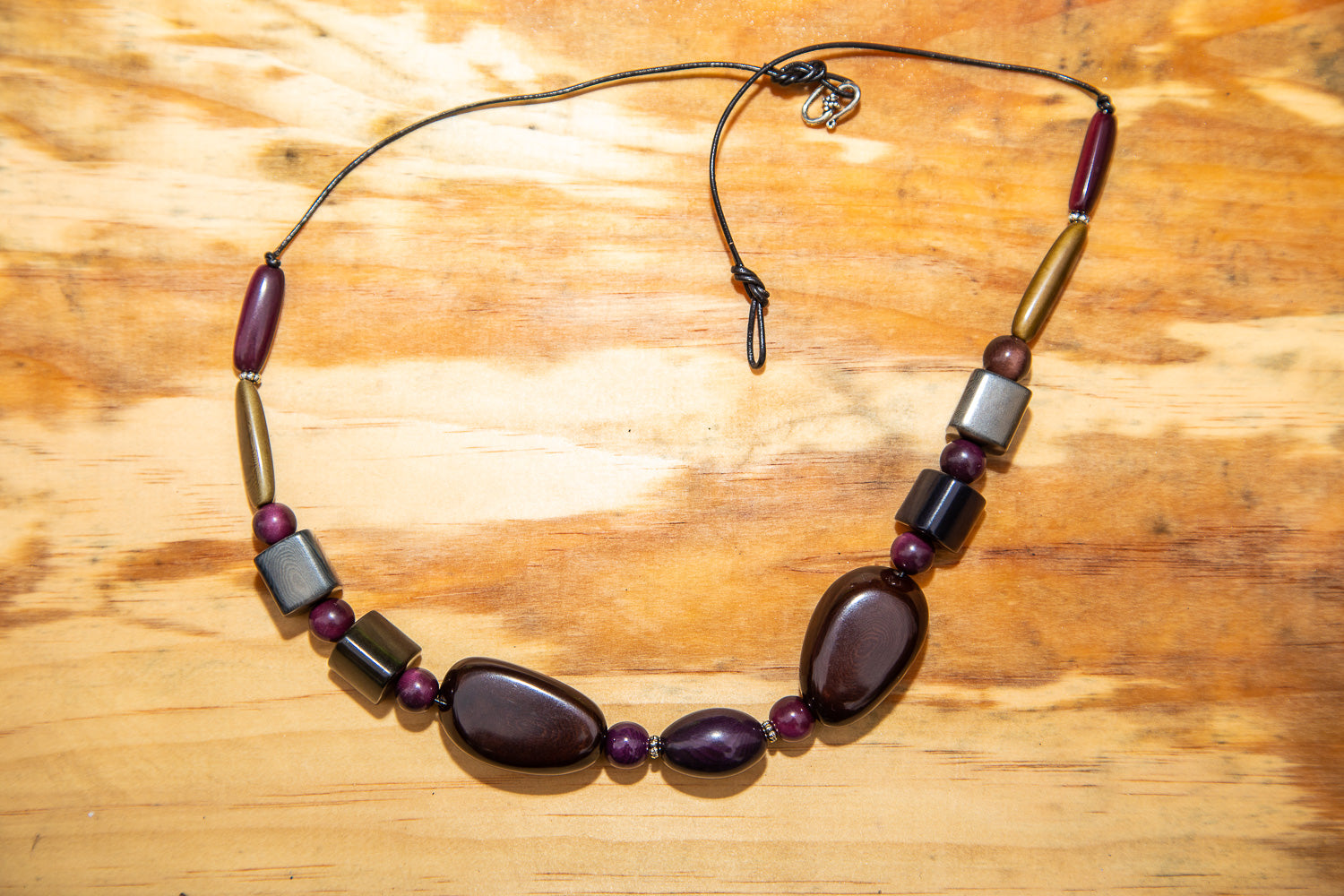 Brown Deep Purple Tagua Nut Necklace