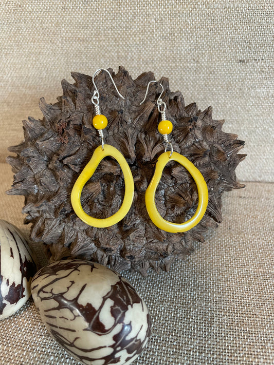 Yellow Tagua Nut Earrings