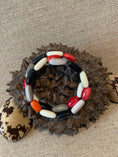 Load image into Gallery viewer, Handmade Tagua Nut Memory Wire Bracelet – Black, Gray, White & Red
