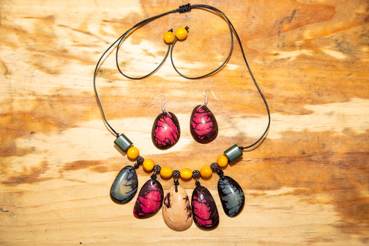 Multicolor Tagua Nut Adjustable Necklace