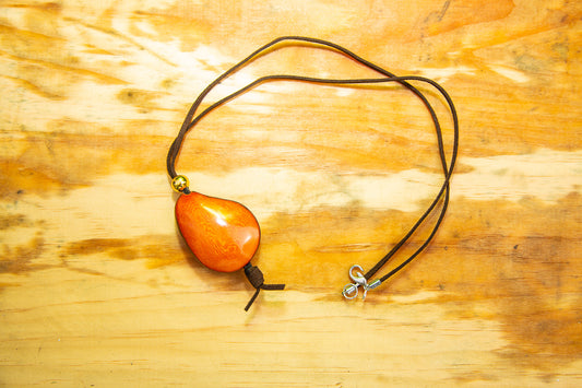 Orange Tagua Nut Pendant