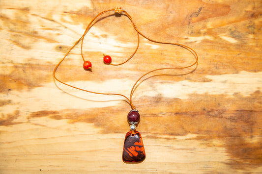 Orange Tagua Nut Pendant