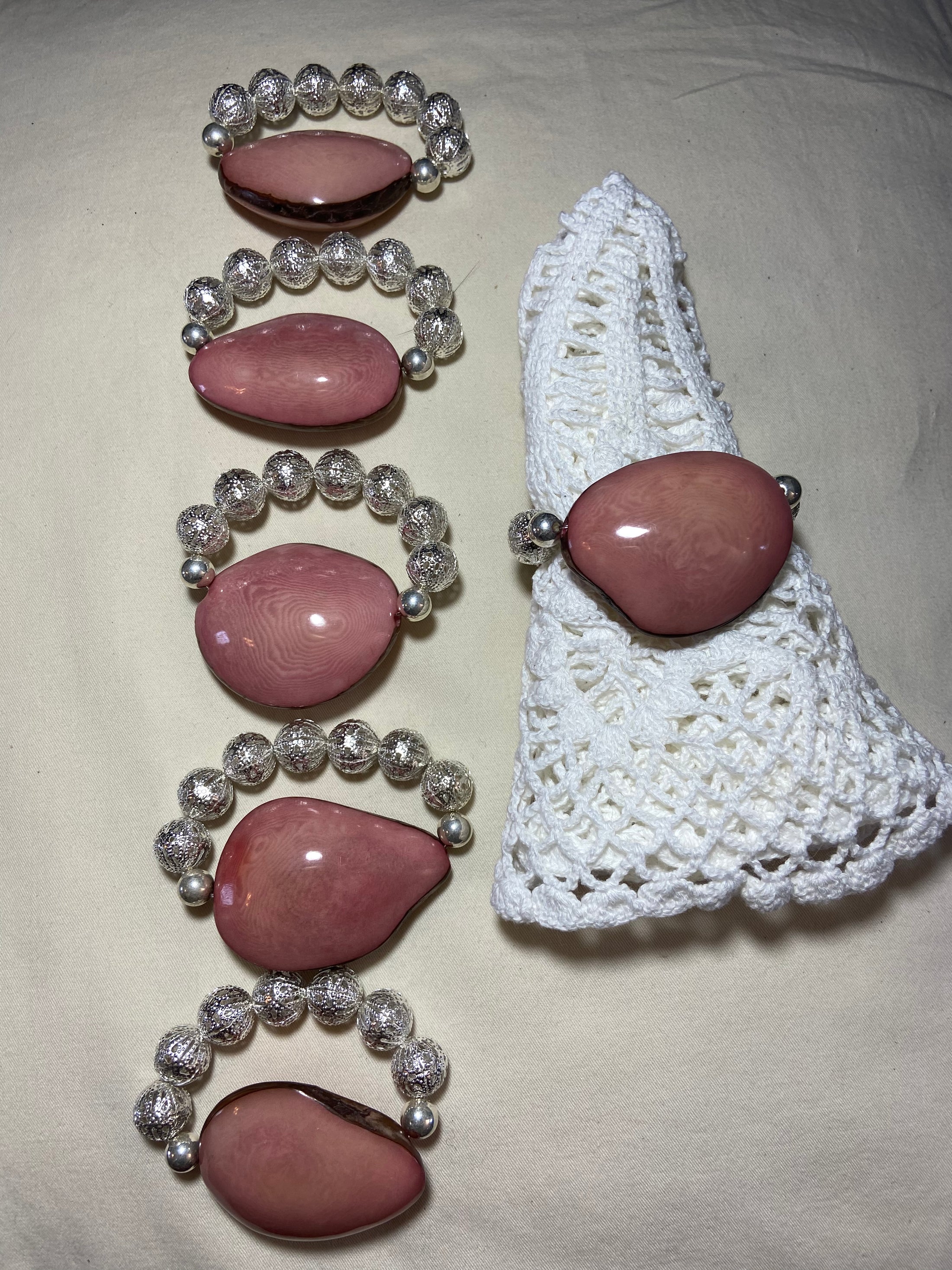 Pink Tagua Nut Napkin Holders