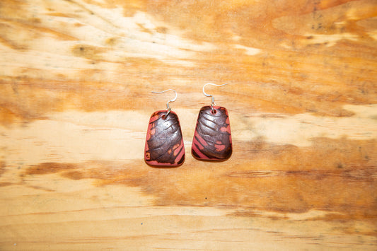 Pink and Brown Tagua Nut Earrings