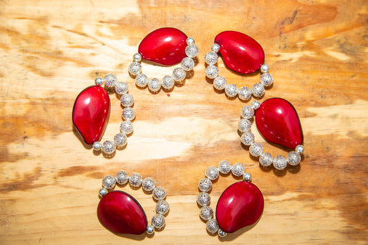 Red Tagua Nut Napkin Holders