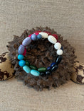 Load image into Gallery viewer, blue red fuchsia white turquoise Tagua Nut Wrap bracelet | Handmade Sustainable Jewelry