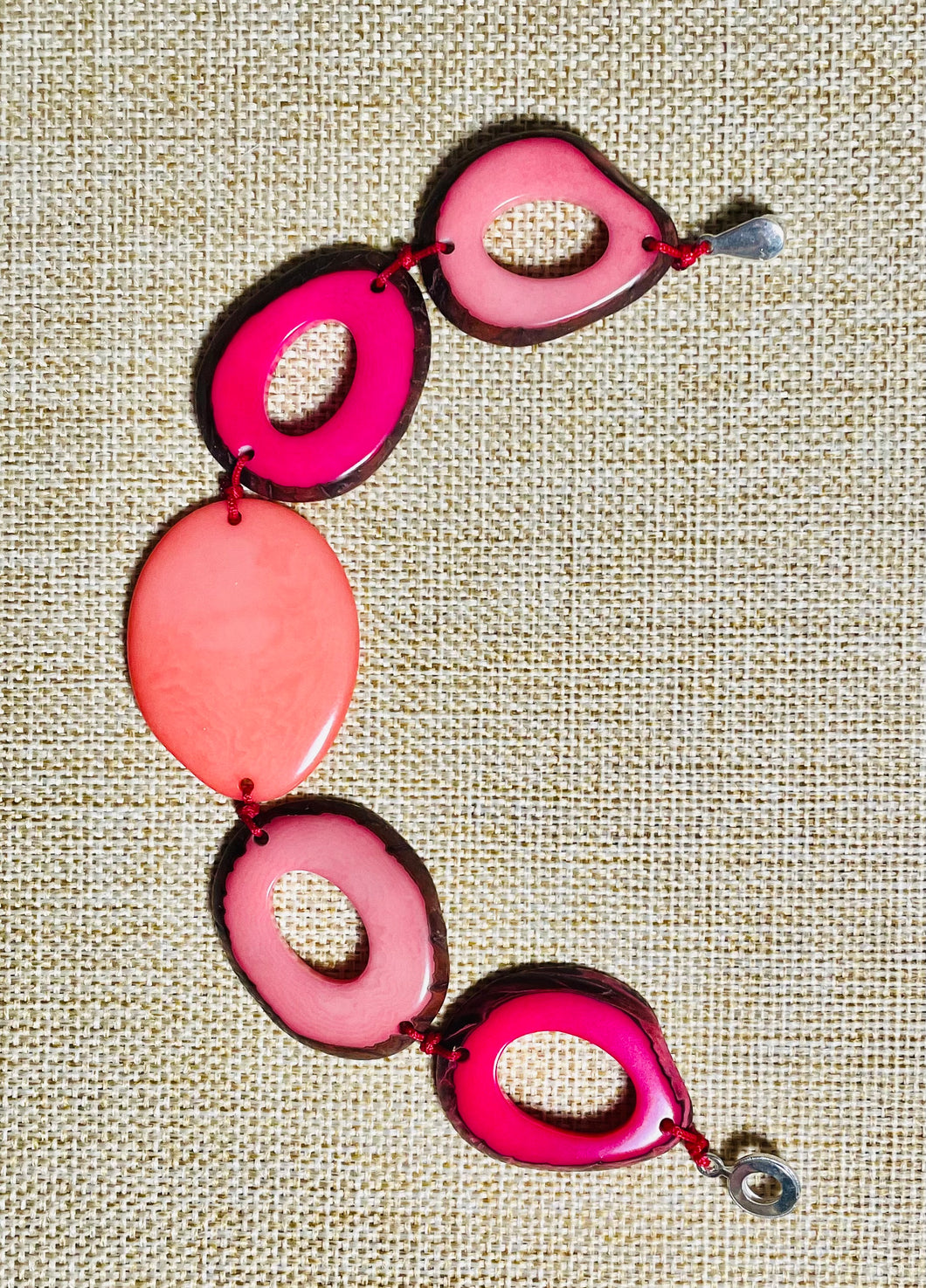 Pink and Salmon Tagua Bracelet