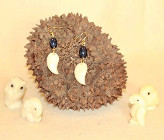 Ivory and Black Tagua Nut Earrings
