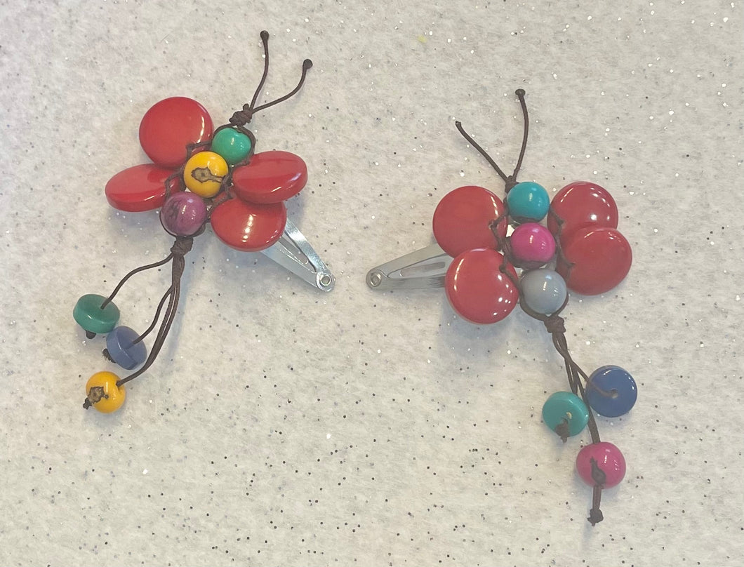 Red Butterfly Hair Clips