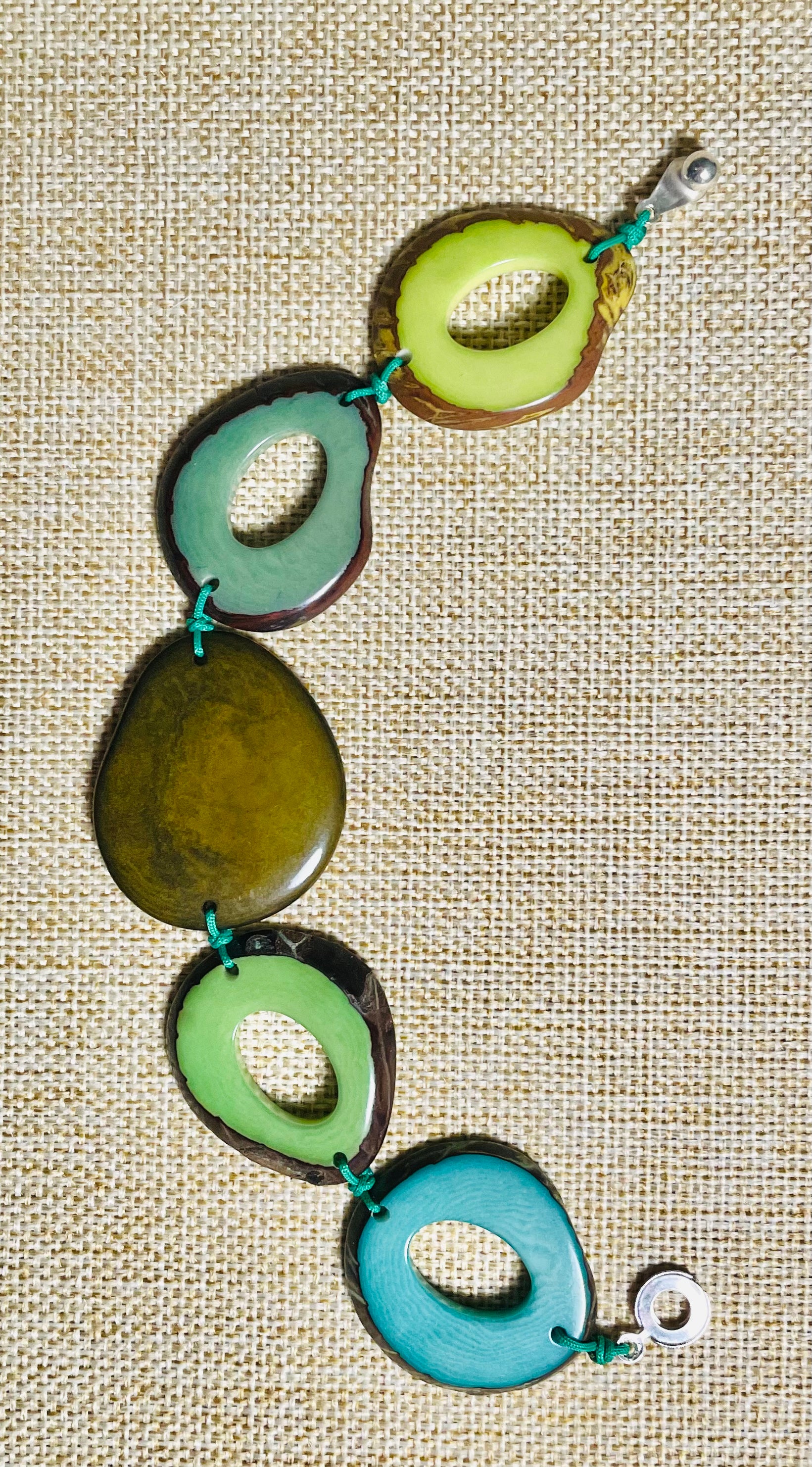 Green and Teal Tagua Bracelet