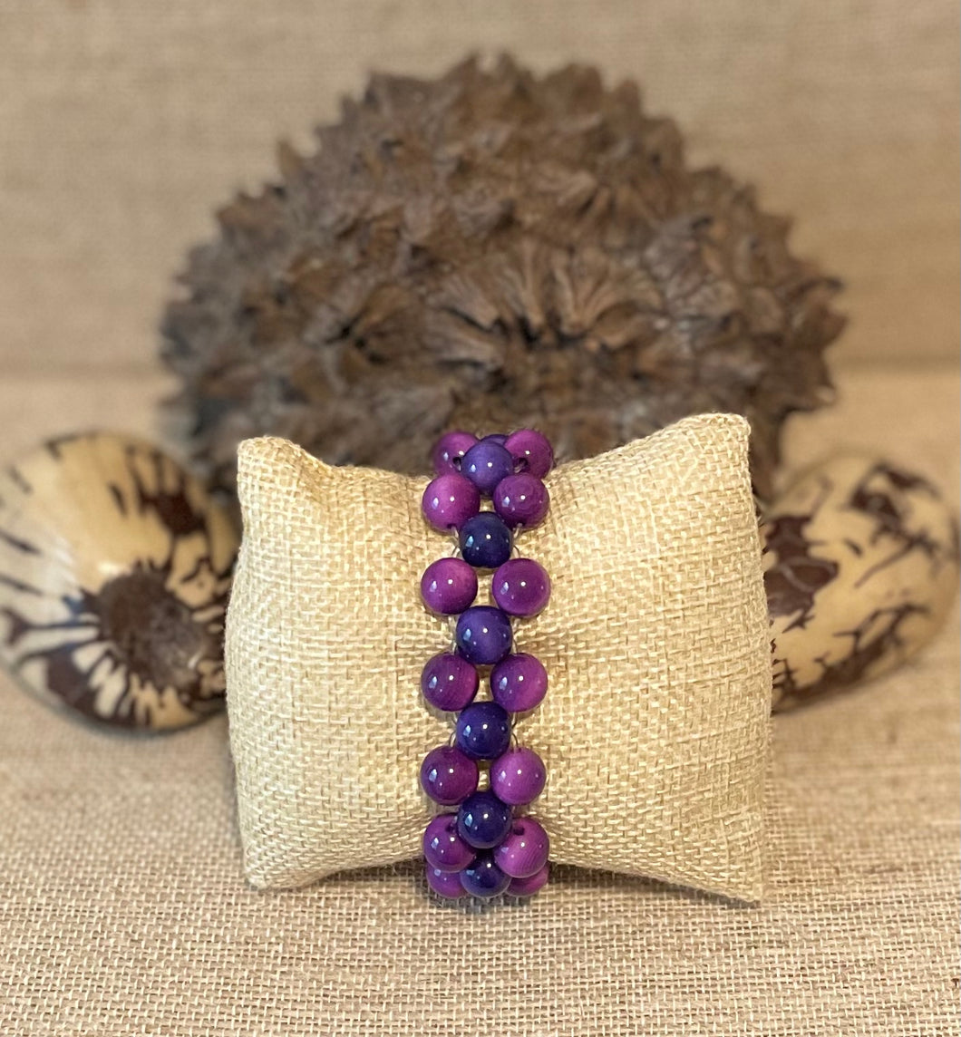 Purple Tagua Nut Stretchable Bracelet