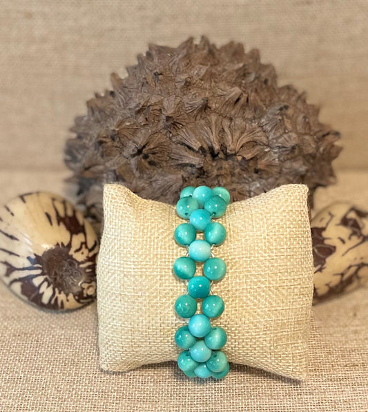 Teal Tagua Nut Stretchable Bracelet
