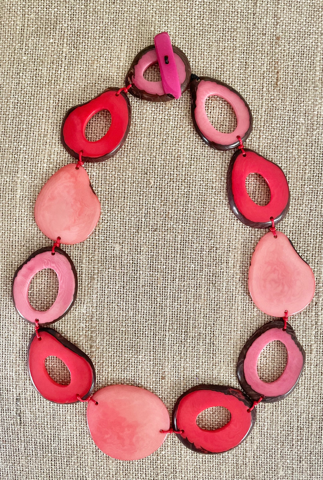 Pink and Salmon Tagua Necklace