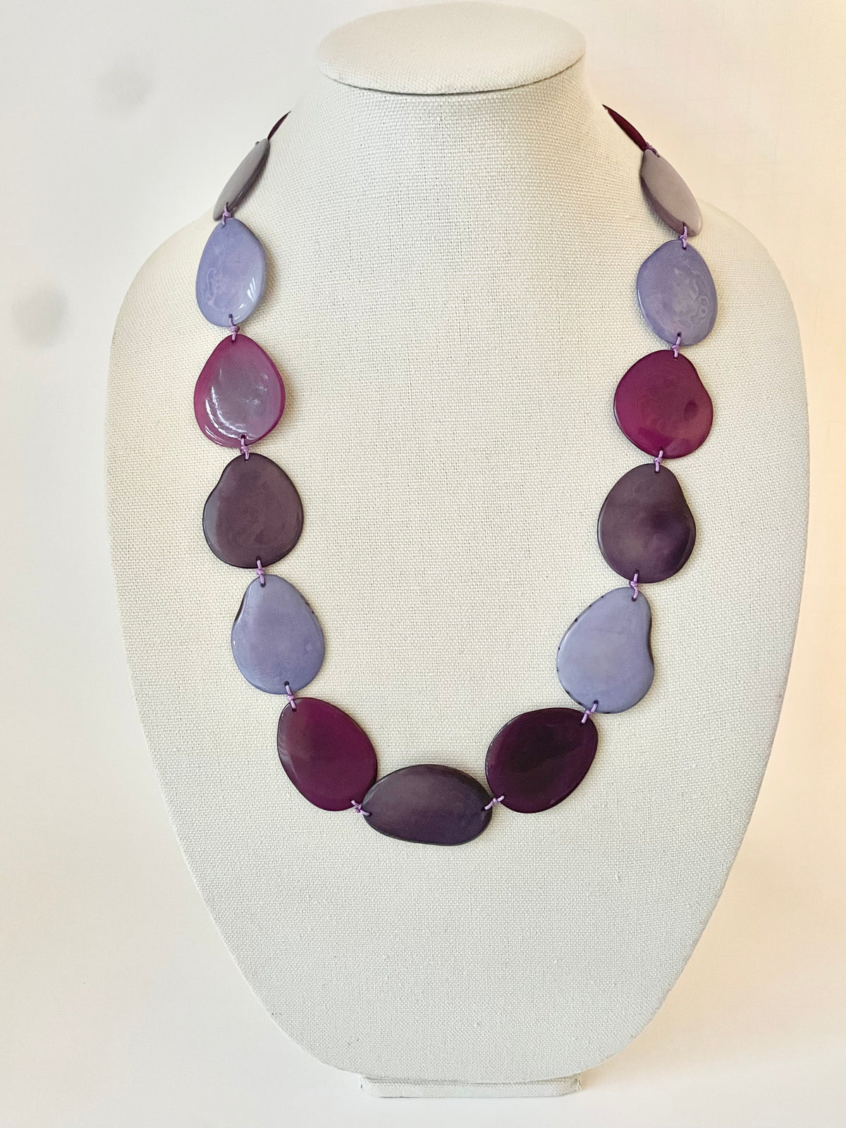Artisan Purple Tagua Nut Statement Necklace - Sustainable Eco-Friendly Jewelry