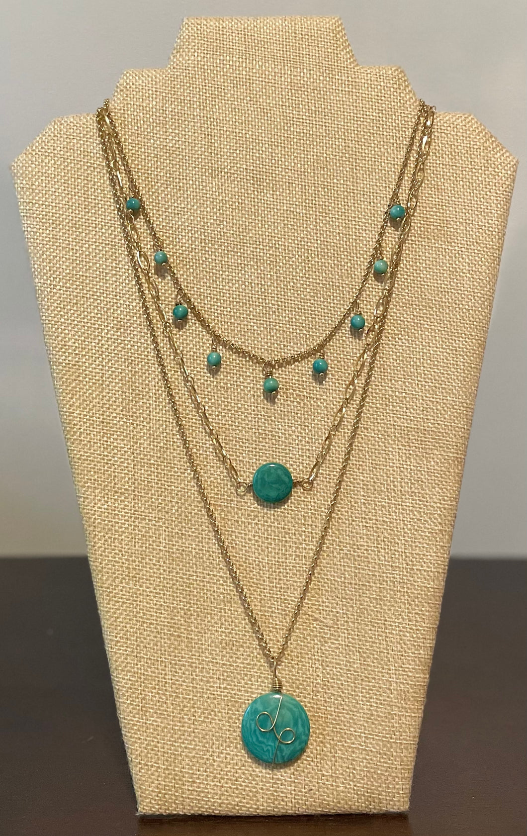 Teal Triple Layer Tagua Necklace