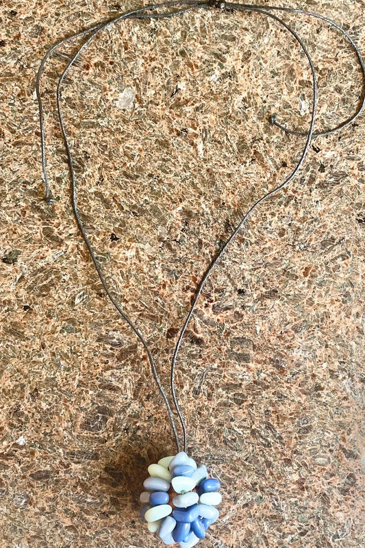 Blue Adjustable Tagua  Summer Necklace