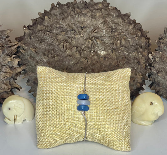 Blue Tagua Adjustable Summer Bracelet