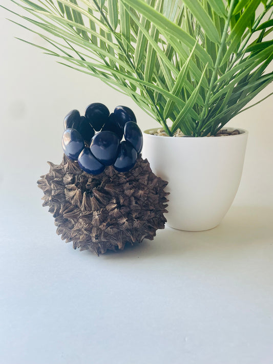 Blue Tagua Nut Stretchable Bracelet
